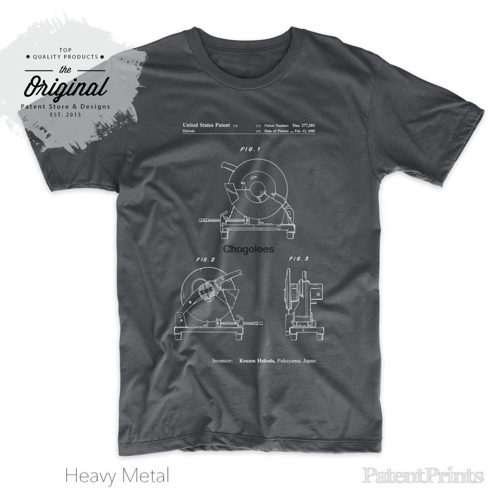 Фото Chop Saw Patent T Shirt Woodworking Tools Man Cave Unique Gifts for Dad PP0762 | Мужская одежда