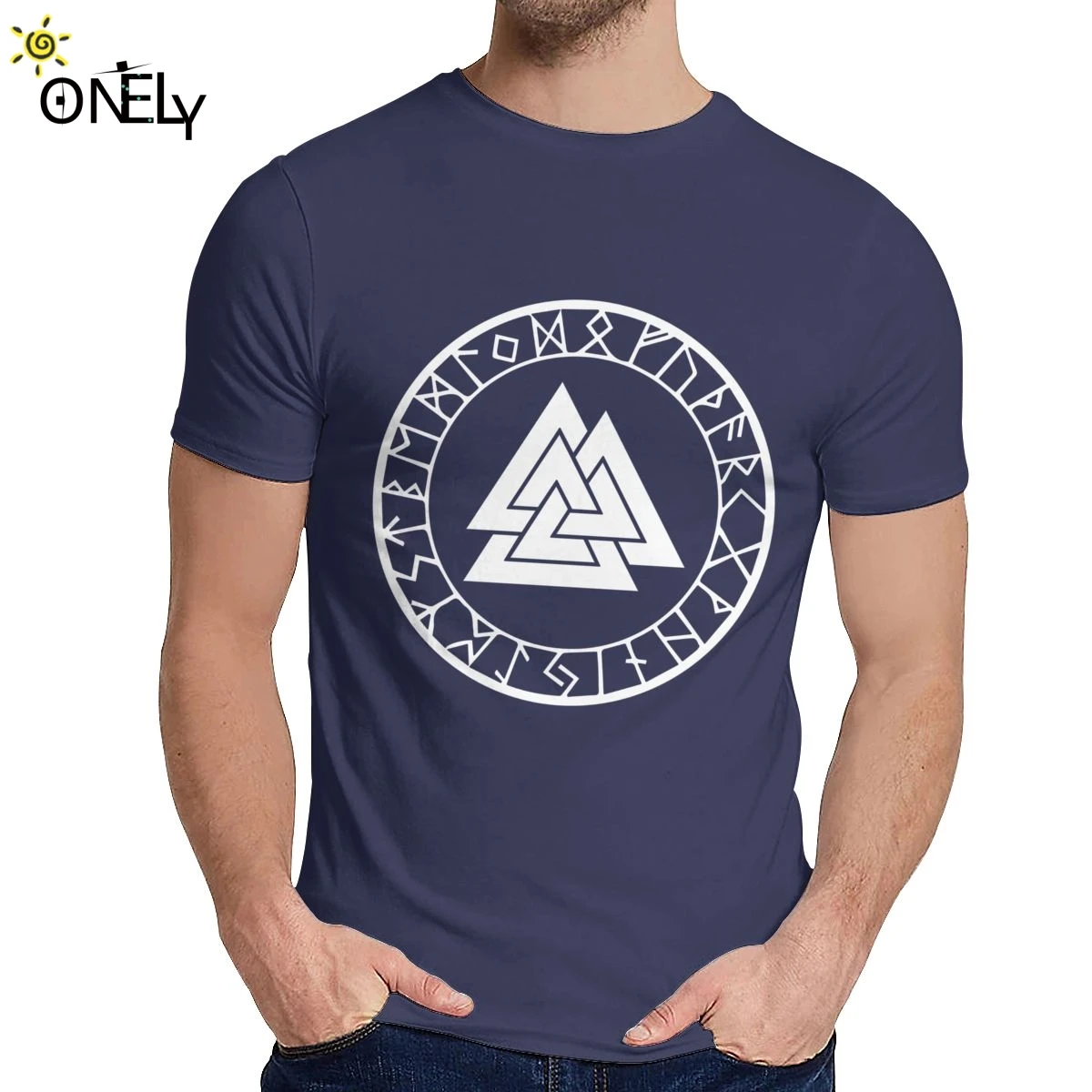 Футболка унисекс норвежский викинг языческие Valknut рунный круг тонкий Geek с