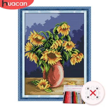 HUACAN Cross Stitch Sunflower In Vase Kits White Canvas DIY Embroidery Flower Sets Gift Home Decoration Needlework 11CT 14CT
HUACAN Cross Stitch Sunflower In Vase Kits White Canvas DIY Embroidery Flower Sets Gift Home Decoration Needlework 11CT 14CT