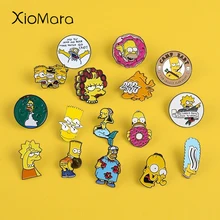 12 estilos de clavijas esmaltadas de Los Simpsons Lisa cromado Jay Marge kerque TV show personaje de dibujos animados nternet meme broche lindos pines esmaltados para los Fans(China)