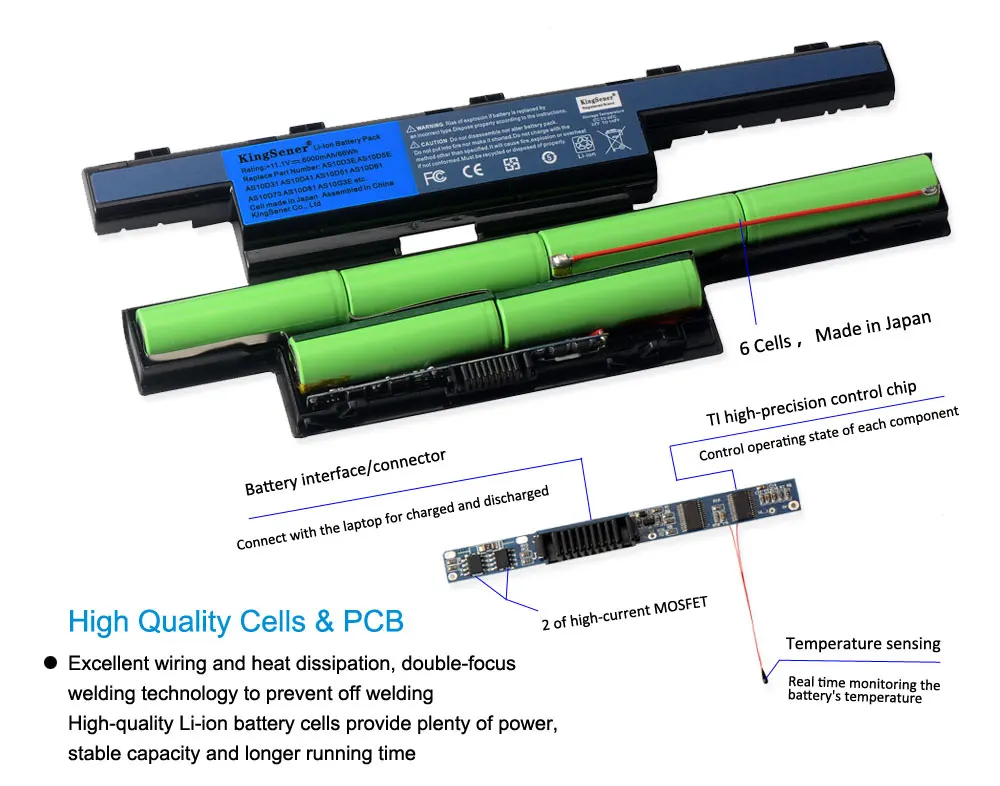 Аккумулятор KingSener для ноутбуков Acer Новый аккумулятор 4741G 5741 AS10D31 AS10D41 AS10D51 AS10D61 AS10D71