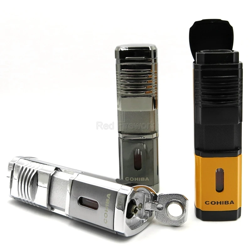 COHIBA Gadgets Metal Refillable Cigar Lighter Windproof 4 Torch Jet Flame Fire Torch Cigar Cigarette Lighter
COHIBA Gadgets Metal Refillable Cigar Lighter Windproof 4 Torch Jet Flame Fire Torch Cigar Cigarette Lighter