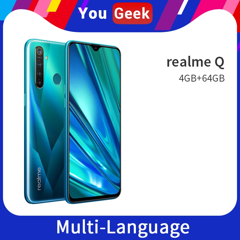 Realme Q 4GB 64GB 6 3 ''мобильный телефон Snapdragon 712 AIE 48MP Quad Camera мобильный 20W VOOC быстрое
