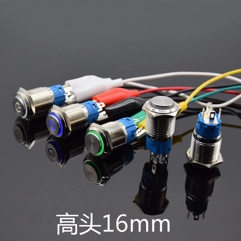 16mm Metal Push Button Switch LED Light 3-6V 12V 24V 110V 220V Self locking Car Start Button Power Button red blue green white
16mm Metal Push Button Switch LED Light 3-6V 12V 24V 110V 220V Self locking Car Start Button Power Button red blue green white