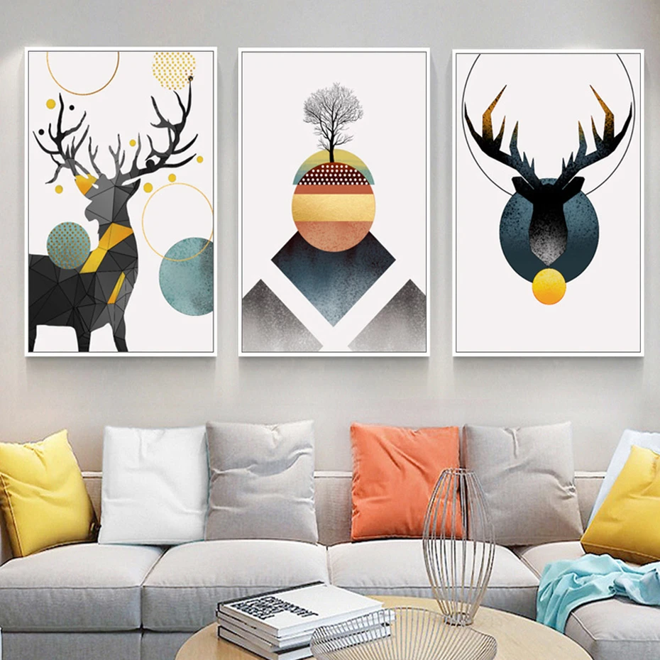 Home Decoration Painting Wall Artwork Canvas Print Abstract Geometric Deer Pictures Modular Modern Nordic Poster For Living Room
Home Decoration Painting Wall Artwork Canvas Print Abstract Geometric Deer Pictures Modular Modern Nordic Poster For Living Room