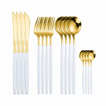 16pcs White Gold Cutlery Set Kitchen Dinnerware Set Silverware Set 18/10 Stainless Steel Cutlery Set Teaspoon Knife Fork Spoon
16pcs White Gold Cutlery Set Kitchen Dinnerware Set Silverware Set 18/10 Stainless Steel Cutlery Set Teaspoon Knife Fork Spoon