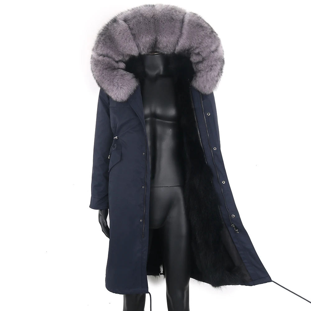 

2023 Winter Jacket Men Real Fox Fur Coat X-long Waterproof Parka 7XL Natural Fox Fur Collar Hood Big Fur Outerwear Detachable