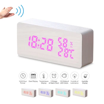 Smart Alarm Clock Wood LED Alarm Clock Voice Control Digital Alarm Clock Snooze Function 115-Colored Temperature/ Date Display
Smart Alarm Clock Wood LED Alarm Clock Voice Control Digital Alarm Clock Snooze Function 115-Colored Temperature/ Date Display