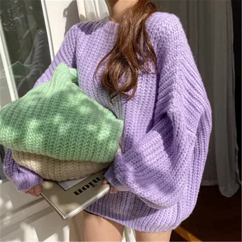 Ins Korean Style Simple Solid Sweet Colorful Elegant Fashion Special All-match Oversize Comfort Sweater for Ladies 2020 New
Ins Korean Style Simple Solid Sweet Colorful Elegant Fashion Special All-match Oversize Comfort Sweater for Ladies 2020 New