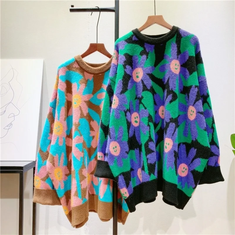 Oversized Sweater Women Lazy Oaf Loose Long Pullovers Plus Size Jumpers Contrast Color Jacquard Knitted Sweater Sueter Mujer
Oversized Sweater Women Lazy Oaf Loose Long Pullovers Plus Size Jumpers Contrast Color Jacquard Knitted Sweater Sueter Mujer