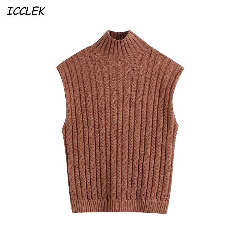 za Women's Knitted Vest Mujer Sweaters Turtleneck Cropped Jumpers Femme Sleeveless Winter Sweater 2020 Autumn Knitwear Vintage
za Women's Knitted Vest Mujer Sweaters Turtleneck Cropped Jumpers Femme Sleeveless Winter Sweater 2020 Autumn Knitwear Vintage