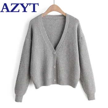AZYT Autumn New Solid Knitted Female Cardigan 2020 Simple Fashion V Neck Women's Sweater Coat Harajuku Loose Cardigan Jacket
AZYT Autumn New Solid Knitted Female Cardigan 2020 Simple Fashion V Neck Women's Sweater Coat Harajuku Loose Cardigan Jacket