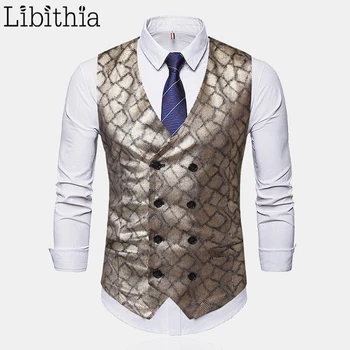 Libithia Men's Print Fashion Suit Vests Double-breasted Casual Sleeveless M-3XL Autumn Clothes Male Sliver Golden Colors A133
Libithia Men's Print Fashion Suit Vests Double-breasted Casual Sleeveless M-3XL Autumn Clothes Male Sliver Golden Colors A133