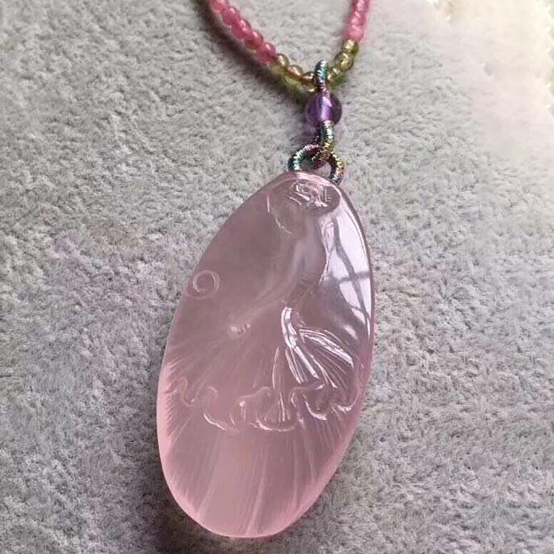 Fine Pink Natural Crystal Pendants Hand Carved Classical Fairy Pendant Tourmaline Sweater Chain Necklace Lucky for Women Jewelry
Fine Pink Natural Crystal Pendants Hand Carved Classical Fairy Pendant Tourmaline Sweater Chain Necklace Lucky for Women Jewelry