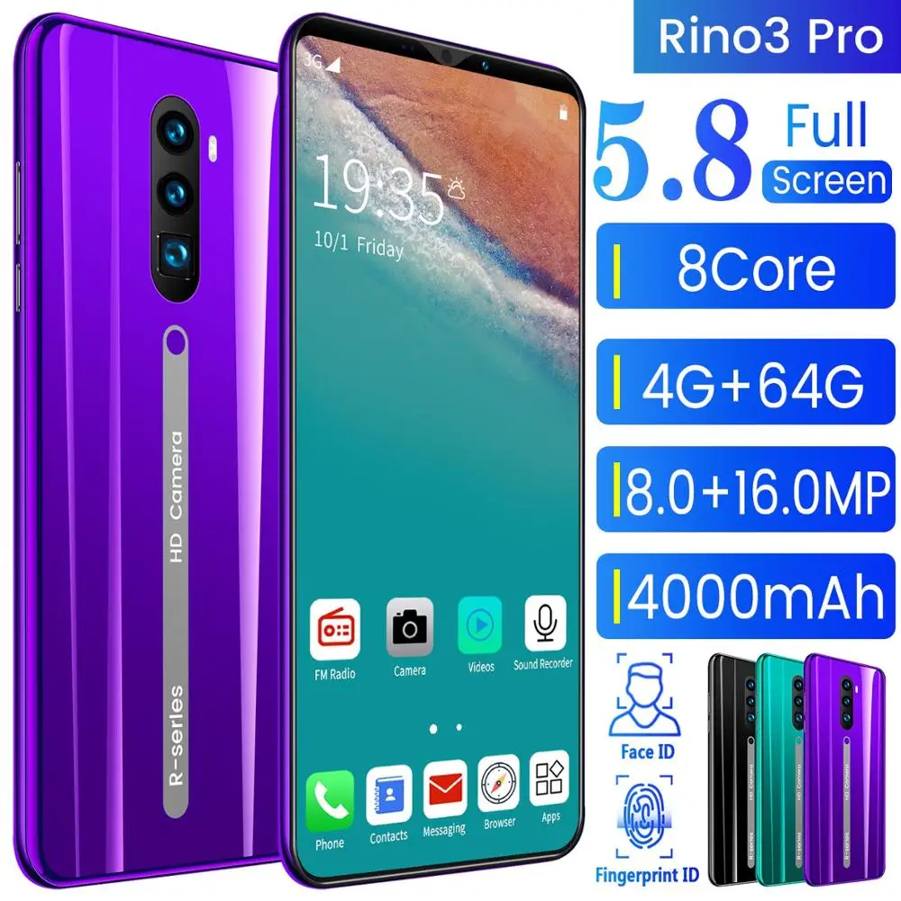 Rino3 Pro 5.8 Inch Screen Android Phone Purple Water Drop Screen Smartphone Solid Color Mobile Phone Cool Shape Fashion
Rino3 Pro 5.8 Inch Screen Android Phone Purple Water Drop Screen Smartphone Solid Color Mobile Phone Cool Shape Fashion