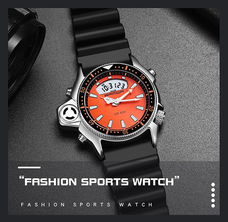 SANDA Fashion Sport Men LED Digital Watches Dual Display Quartz Wristwatch Outdoor Waterproof Military Wristwatches Mens Clock SANDA Fashion Sport Men LED Digital Watches Dual Display Quartz Wristwatch Outdoor Waterproof Military Wristwatches Mens Clock