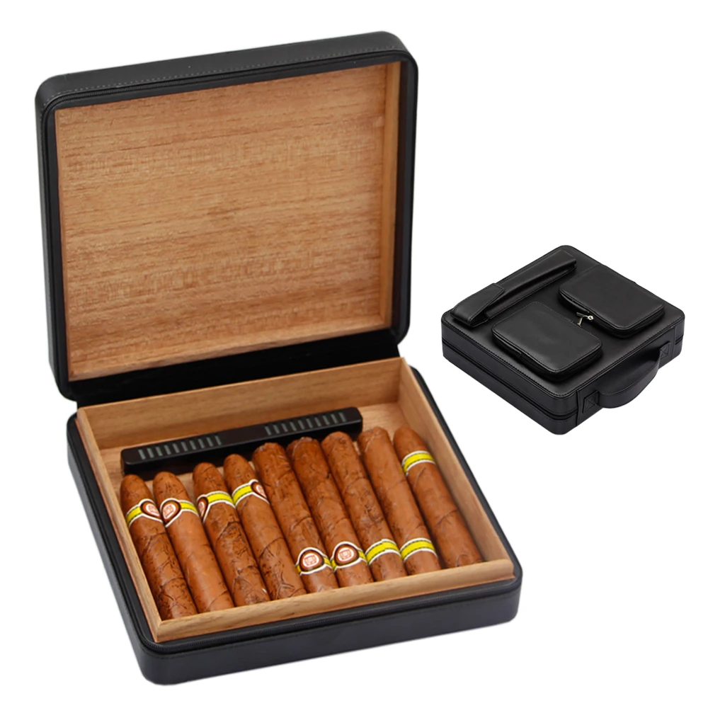 Bag Style Cigar Case Genuine Leather Humidor Box Travel Cedar Wood Cigar Accessories W/ Humidifier For COHIBA Cuba Cigars
Bag Style Cigar Case Genuine Leather Humidor Box Travel Cedar Wood Cigar Accessories W/ Humidifier For COHIBA Cuba Cigars