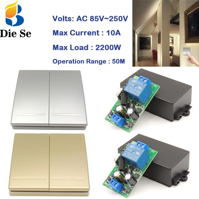 Diese 433Mhz Wireless RF Remote Control Switch AC 110V 220V 2.2KW 2-Gangs Lamp Light Switch Room Home 433 Mhz Wall Panel Switch
Diese 433Mhz Wireless RF Remote Control Switch AC 110V 220V 2.2KW 2-Gangs Lamp Light Switch Room Home 433 Mhz Wall Panel Switch