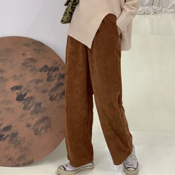 YAMDI korean corduroy pants women vintage loose high waist long solid trouser female wide-leg pants 2020 spring autumn straight 
YAMDI korean corduroy pants women vintage loose high waist long solid trouser female wide-leg pants 2020 spring autumn straight