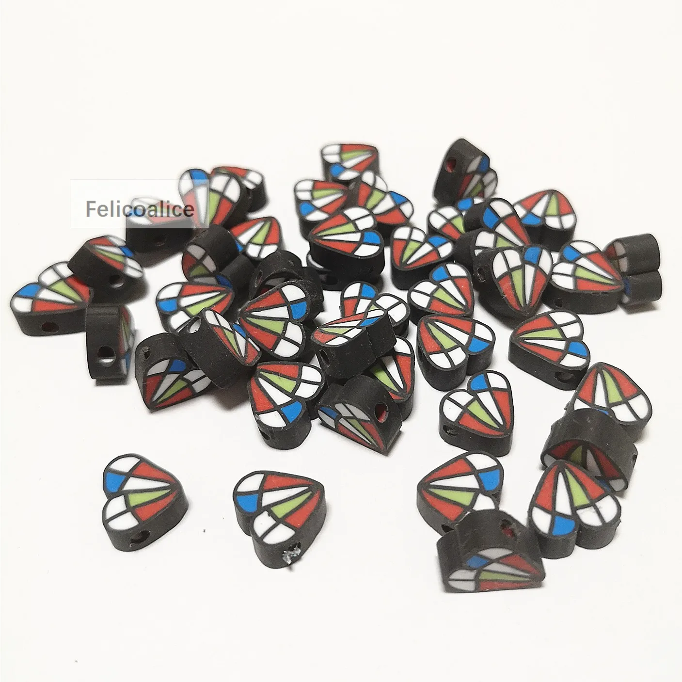 

40pcs 10mm Fashion Beautiful Colorful Diamond Shaped Polymer Clay Spacer Beads For Jewelry Making DIY Handmade Accessories
