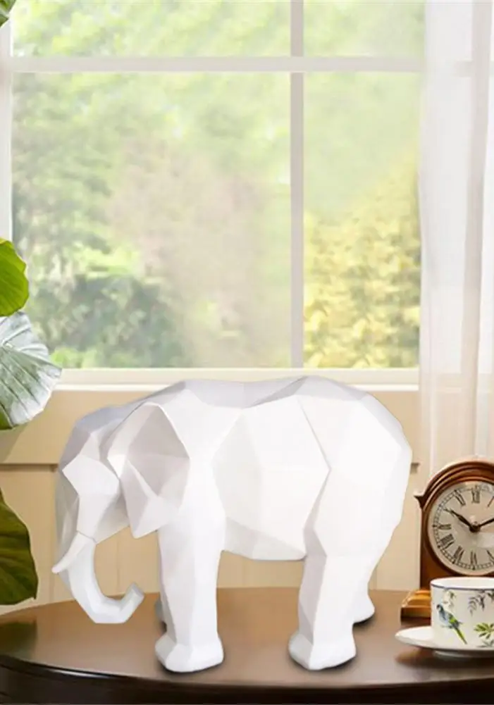 White Elephant Statue Resin Ornament Geometric Elephant Sculpture Crafts Home Office Table Decoration Gift
White Elephant Statue Resin Ornament Geometric Elephant Sculpture Crafts Home Office Table Decoration Gift