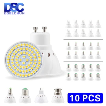 

10pcs Lampada LED Spotlight Bulb E27 E14 MR16 GU10 B22 220V Bombillas LED Lamp 48 60 80 LED 2835 SMD Lampara Spot Light 3w 4w 5w