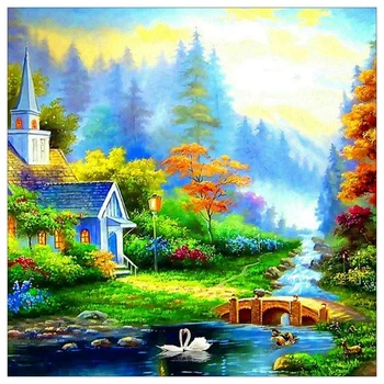 

Beautiful Europe Town Scenery Diamond Drawing Include Full Kit Round Drill Full Drill Office Wall Decor