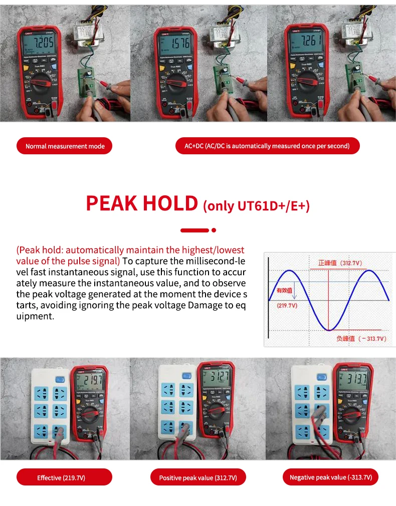 Generic UNI-T UT61E+ UT61B+ UT61D+ 1000V True RMS Digital Multimeter ...