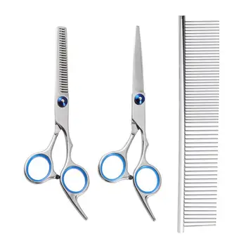 3Pcs Stainless Steel Pet Dogs Grooming Scissors Sharp Edge Cat Hair Thinning Shears(6 Inch Straight+Teeth Scissors+Steel Comb)
3Pcs Stainless Steel Pet Dogs Grooming Scissors Sharp Edge Cat Hair Thinning Shears(6 Inch Straight+Teeth Scissors+Steel Comb)