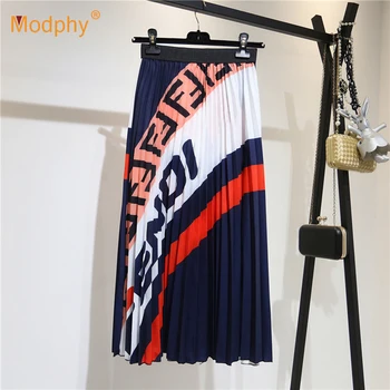 All-Match Slim-Fit Pleated Skirt Letter Print Casual Fashion High Waist Stretch Skirt Women 2020 Autumn New Streetwear 
All-Match Slim-Fit Pleated Skirt Letter Print Casual Fashion High Waist Stretch Skirt Women 2020 Autumn New Streetwear
