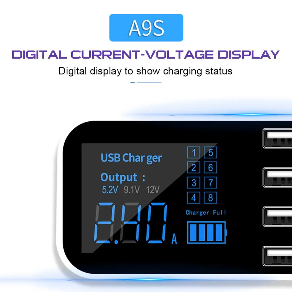 8 Ports USB Car Charger 2.4A Fast Charging Phone Charger 40W Multi USB Socket with LED Display for iPhone Android Samsung Charge
8 Ports USB Car Charger 2.4A Fast Charging Phone Charger 40W Multi USB Socket with LED Display for iPhone Android Samsung Charge
