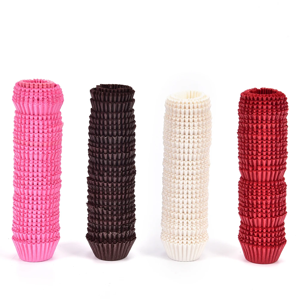 500Pcs Mini Chocalate Paper Liners Baking Muffin Cake Cupcake Cases Solid Color approx. 23*21mm |