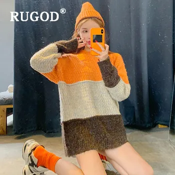 RUGOD Autumn Winter New Style Plus Size Contrast Color Knitted Sweaters Long Pullover Korean Style Women Fashion 2019
RUGOD Autumn Winter New Style Plus Size Contrast Color Knitted Sweaters Long Pullover Korean Style Women Fashion 2019
