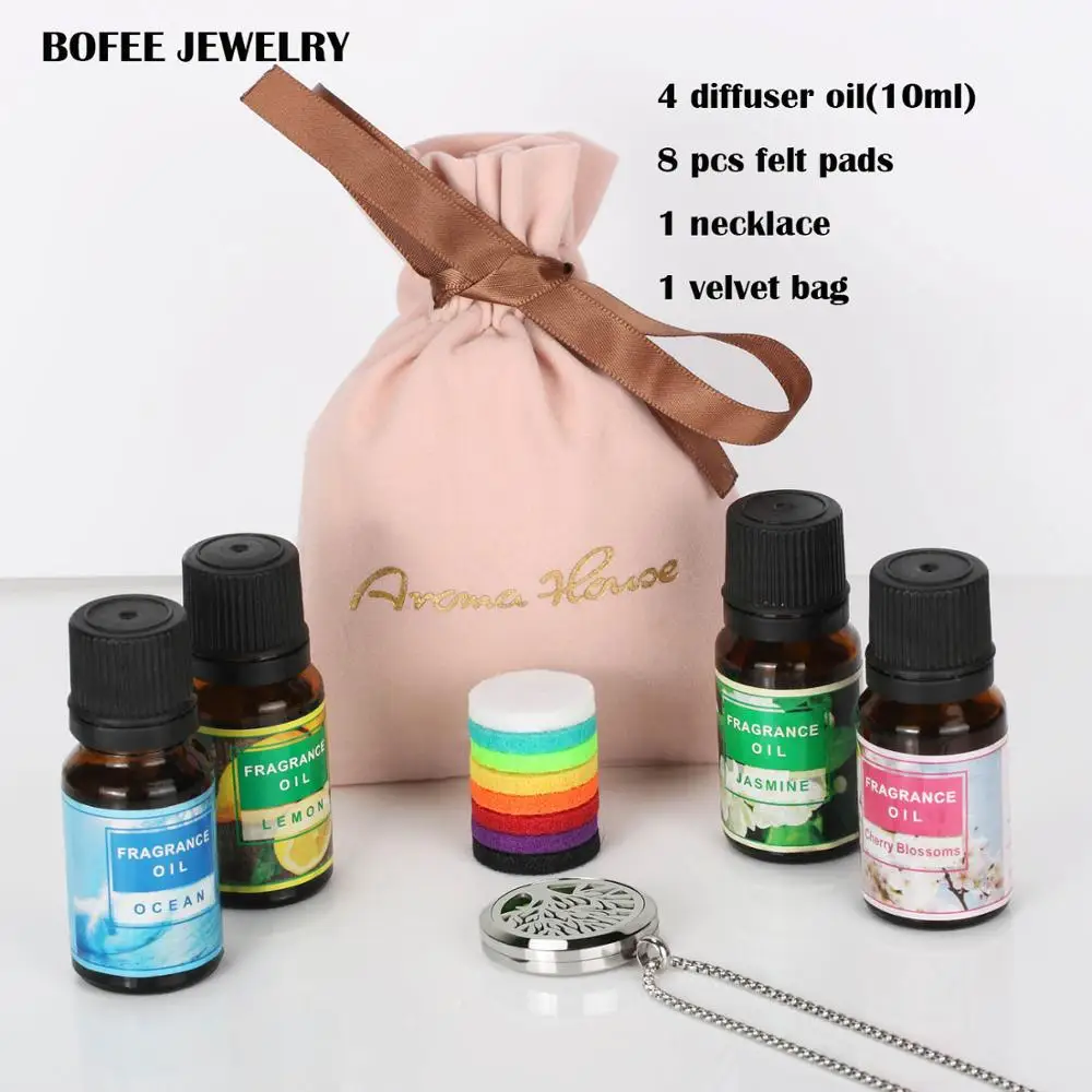 BOFEE Tree of Life Essential Oil Diffuser Necklace Set 4 Oils 10ML Perfume Aromatherapy 361L Steel Locket 30mm Gift With 8 Pads
BOFEE Tree of Life Essential Oil Diffuser Necklace Set 4 Oils 10ML Perfume Aromatherapy 361L Steel Locket 30mm Gift With 8 Pads