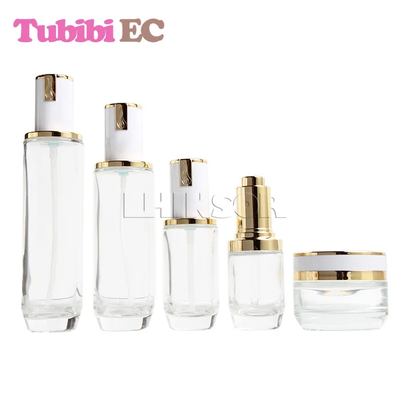 50pcs/lot Wholesale Gold Plated Lid Transparent Glass Press Dropper Lotion Bottles Cream Jars Cosmetic Packaging Containers
50pcs/lot Wholesale Gold Plated Lid Transparent Glass Press Dropper Lotion Bottles Cream Jars Cosmetic Packaging Containers