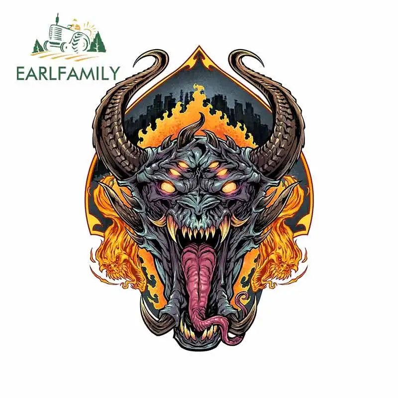 EARLFAMILY 13 см x 9 6 для лица демона и огня черепов машина бампер окно наклейки сделай