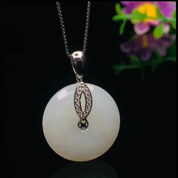 Natural Hetian White Jade 925 Silver Round Safety Button Pendants Fine Jewelry Women Party Necklace
Natural Hetian White Jade 925 Silver Round Safety Button Pendants Fine Jewelry Women Party Necklace