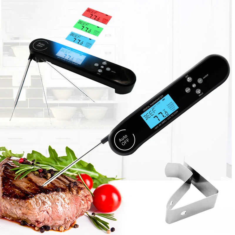 Automatic switch Digital BBQ Thermometer Meat Temperature Waterproof Instant Read Thermometer 3 color backlight tips With magnet
Automatic switch Digital BBQ Thermometer Meat Temperature Waterproof Instant Read Thermometer 3 color backlight tips With magnet