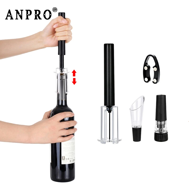 

Anpro Red Wine Opener Vacuum Wine Stopper Corks Corkscrews with Foil Cutter Air Pressure Wine Bottle Opener