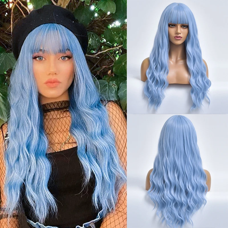 Blue Long Wave Colored Cosplay Hair Synthetic Wigs For White Women With Wangs Daily Natural Female Heat Resistant Fiber Wig
Blue Long Wave Colored Cosplay Hair Synthetic Wigs For White Women With Wangs Daily Natural Female Heat Resistant Fiber Wig