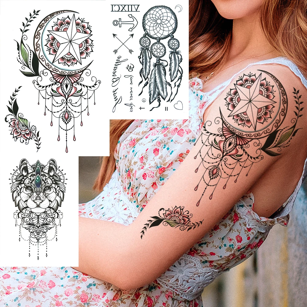 Dream Catcher Fake Jewelry Chains Temporary Tattoo For Women Adults Feather Flower Star Moon Tattoo Sticker Owl Anchor Tatoos 
Dream Catcher Fake Jewelry Chains Temporary Tattoo For Women Adults Feather Flower Star Moon Tattoo Sticker Owl Anchor Tatoos