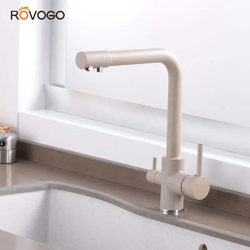 ROVOGO 360 Degree Rotation Filtered Water Kitchen Faucet, Purification tap Dual Handle Sink Faucet Cold Hot Mixer Tap Crane
ROVOGO 360 Degree Rotation Filtered Water Kitchen Faucet, Purification tap Dual Handle Sink Faucet Cold Hot Mixer Tap Crane