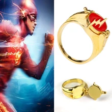 O flash anel de dedo masculino feminino cosplay jóias anéis de metal super-herói relâmpago logotipo anel acessórios (pode ser aberto)(China)
