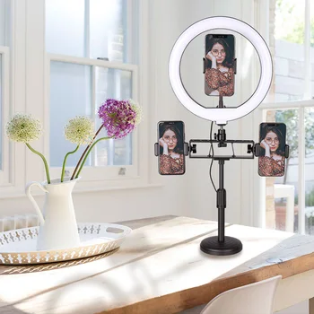 10 Inch Ring Light with Stand LED Camera Selfie Light Ring for Phone Tripod and Phone Holder for Video Photography 
10 Inch Ring Light with Stand LED Camera Selfie Light Ring for Phone Tripod and Phone Holder for Video Photography