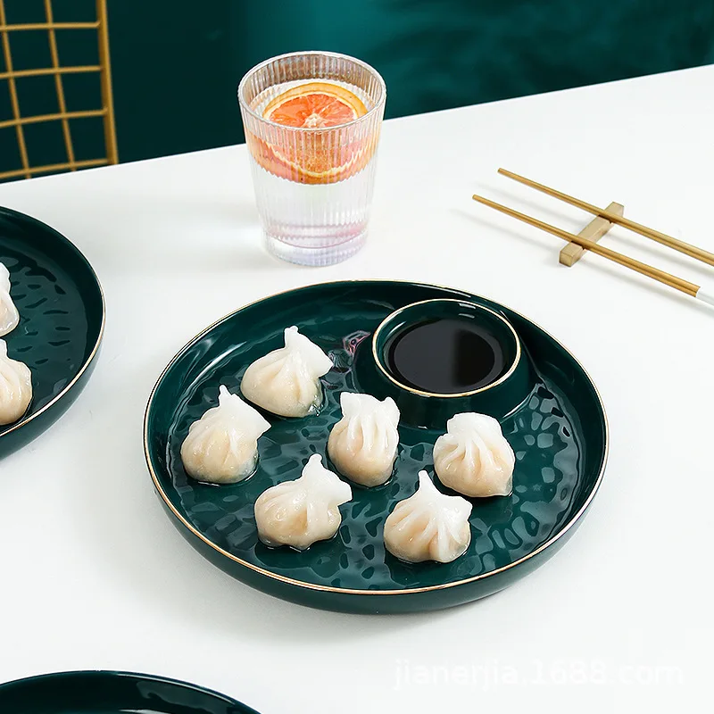 

ceramic jiaozi plate creative dumpling with vinegar Sushi luxury European dishes tableware breakfast