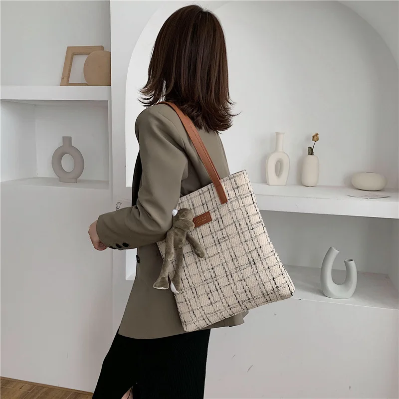 

Large Capacity Bag WOMEN'S Bag 2020 New Style Korean-style Versitile Fashion Portable Shoulder Bag Contrast Color Tote Bag Fashi