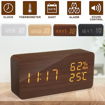 LED Digital Clock Wooden Alarm Clock Table Sound Control Electronic Clocks Desktop USB/AAA Powered Desperadoes Home Table Decor
LED Digital Clock Wooden Alarm Clock Table Sound Control Electronic Clocks Desktop USB/AAA Powered Desperadoes Home Table Decor