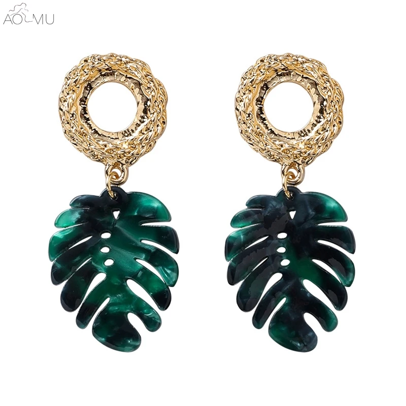 AOMU 2019 Retro Drak Green Acrylic Acetate Leaves Leaf Irregular Circle Dangle Drop Earrings for Women Girl Party Gift Jewelry
AOMU 2019 Retro Drak Green Acrylic Acetate Leaves Leaf Irregular Circle Dangle Drop Earrings for Women Girl Party Gift Jewelry