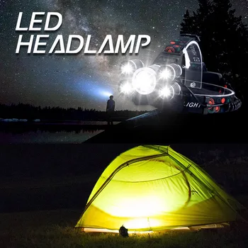 TopCom Rechargeable Powerful 10W LED Headlamp 5LED XML-T6 Head Light Portable 4-Mode Head Torch For Hunting Fishing Camping
TopCom Rechargeable Powerful 10W LED Headlamp 5LED XML-T6 Head Light Portable 4-Mode Head Torch For Hunting Fishing Camping