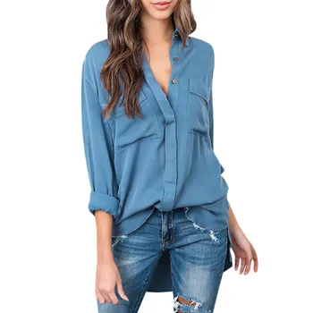 Blouse women блузка женская Summer autumn tops and blouses V-Neck Vintage Office Ladies Solid Long Sleeve Blouse shirts Tops #3 
Blouse women блузка женская Summer autumn tops and blouses V-Neck Vintage Office Ladies Solid Long Sleeve Blouse shirts Tops #3